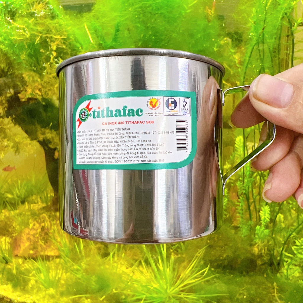 Cốc inox có quai dày dặn TITHAFAC  - Ca Inox SUS 430 TIẾN THÀNH siêu bền tiện lợi cho dã ngoại
