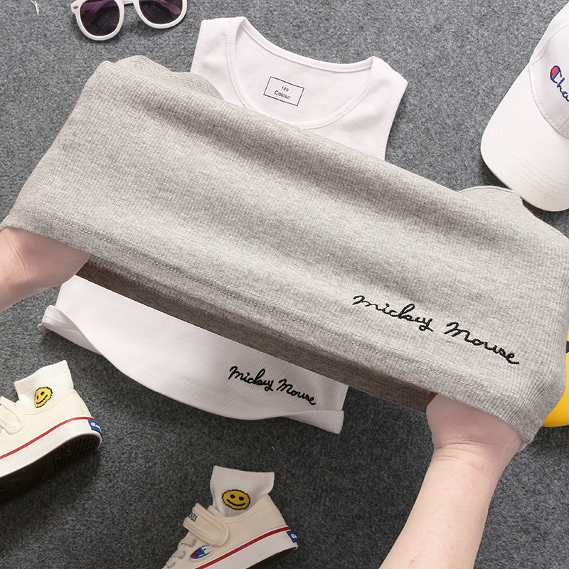 Áo ba lỗ in chữ Mickey Mouse cho bé, Áo thun sát nách chất cotton mềm mịn mát Moobaby shop