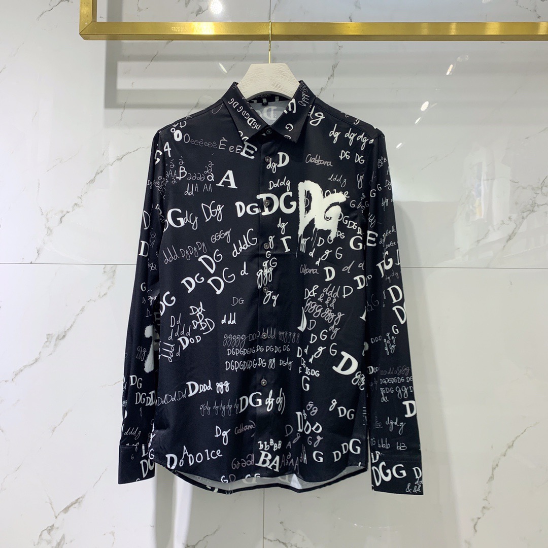D0LCE&GABBA 2020 new men's long-sleeved shirt graffiti printed shirt