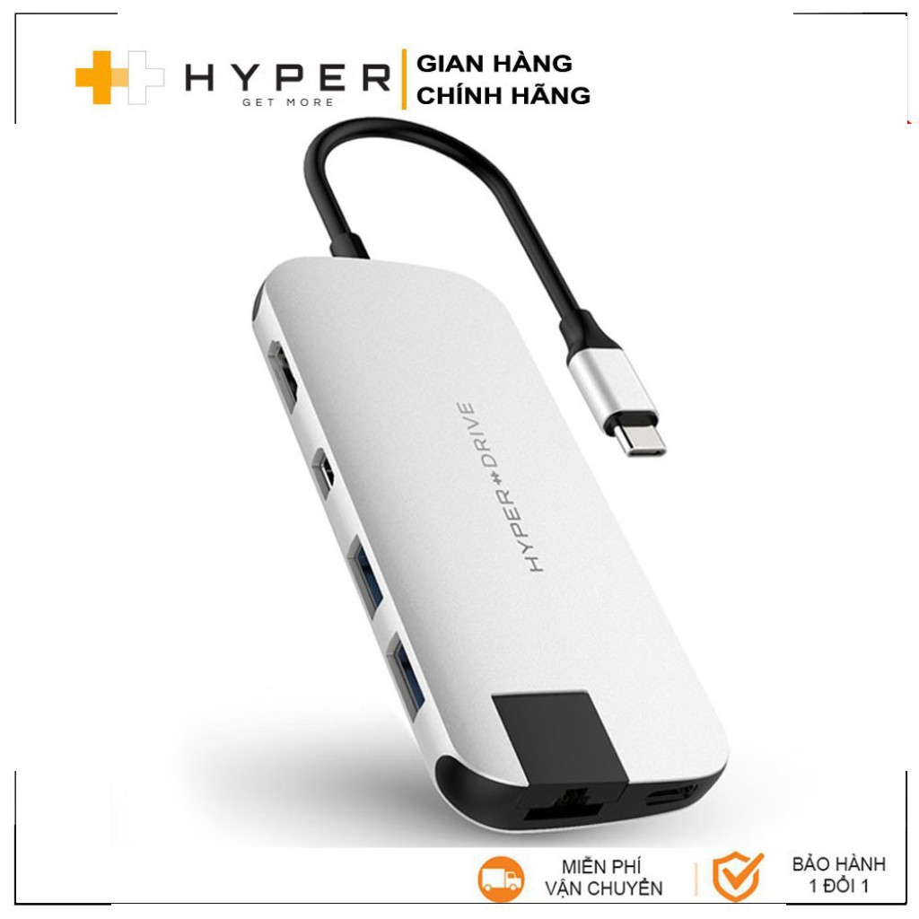 T-  Cổng chuyển HyperDrive Slim 8-in-1 USB-C HUB cho Macbook & Devices -  Hàng Chính Hãng