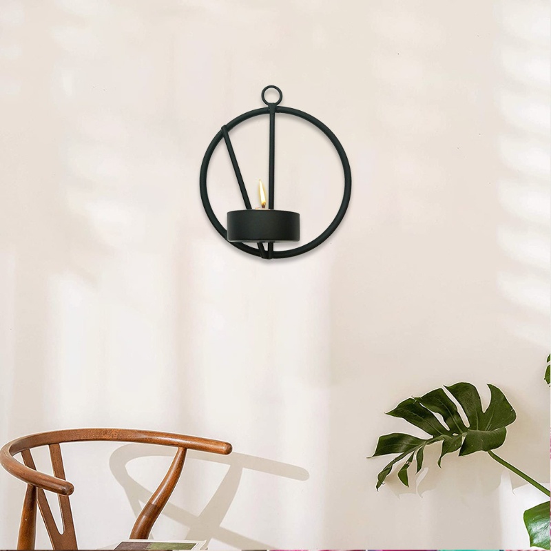 Giá Đỡ Đèn Cầy Gắn Tường Bằng Kim Loại Họa Tiết Hình Học Độc Đáo Trang Trí Nhà Cửa