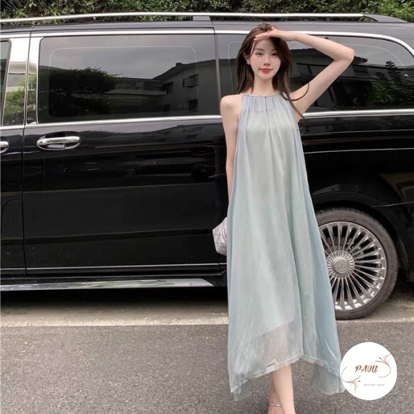 Váy 2 dây đầm maxi đi biển, kiểu váy nữ dáng dài qua gối  babydoll xanh lá đẹp vintage | WebRaoVat - webraovat.net.vn