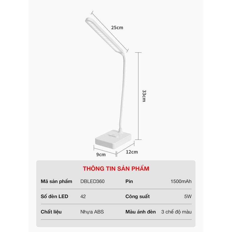Đèn Học Để Bàn Chống Cận Thị Có Led Ánh Sáng Vàng