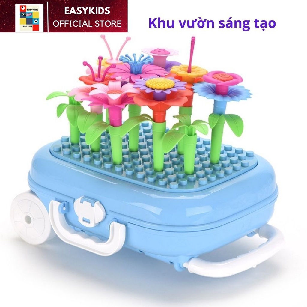 Đồ chơi sáng tạo vali kéo cho bé gái có kèm khu vườn hoa lego giúp phát triển trí tuệ