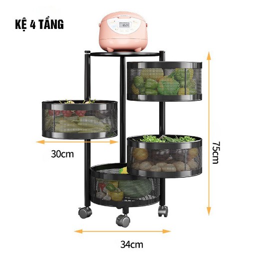 [Freeship] KỆ ĐA NĂNG đựng rau củ quả và đồ gia dụng, di chuyển xoay 360*, dễ dàng lắp đặt, chất liệu thép không gỉ !