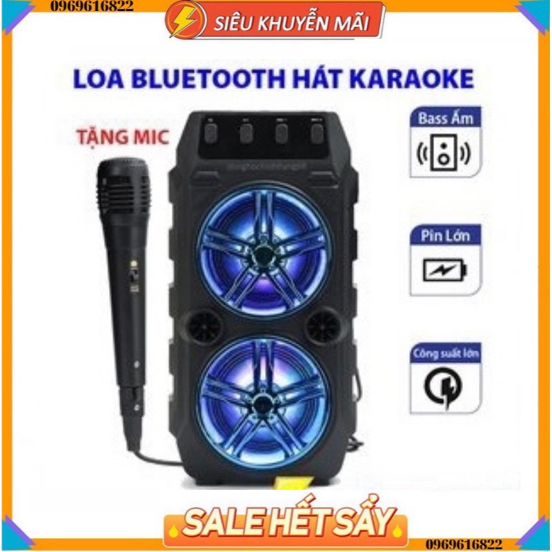 Loa Bluetooth Karaoke Tặng Kèm Mic Hát Âm Bass Cực Mạnh Hát Cực Hay Nghe Nhạc Cực Đã Bảo Hành 12 Tháng