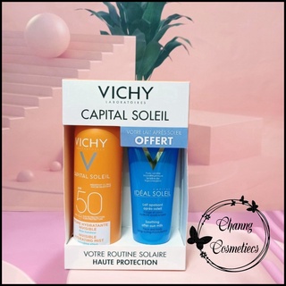 Set Xịt Chống Nắng Vichy 200ml Beach Protect SPF50+ kèm kem nhả nắng 100ml HÀNG PHÁP