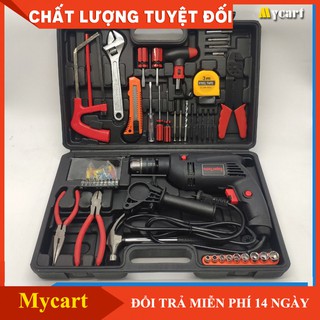 - Bộ máy động lực khoan tường, khoan gạch, khoan gỗ, khoan sắt, sửa chữa đa năng 103 chi tiết - Máy Đen