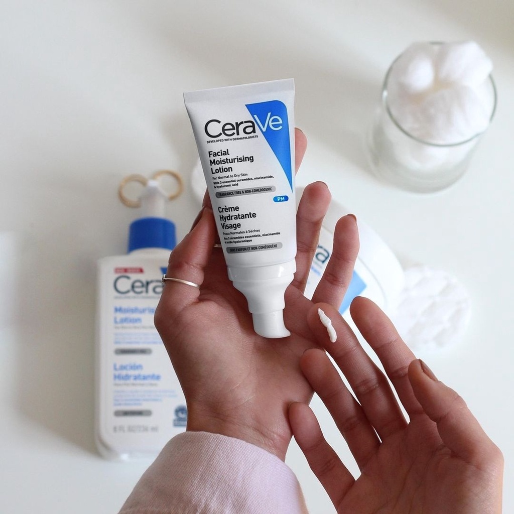 Sữa Dưỡng Ẩm Cerave Facial Moisturising Lotion 52ml - Ngăn ngừa lão hóa, bảo vệ làn da mịn màng ẩm mượt