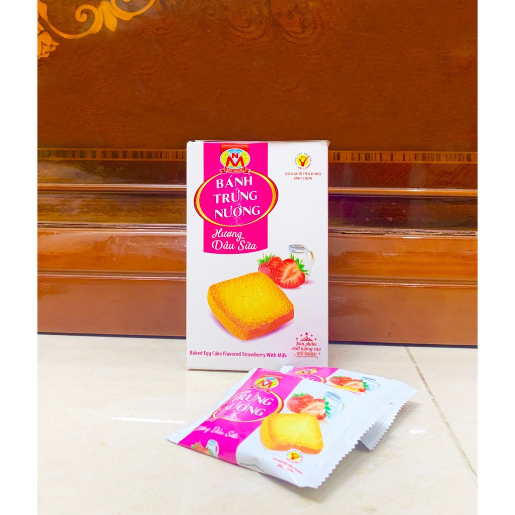 MỸ NGỌC _ 108g Bánh trứng nướng Hương DÂU SỮA - Baked egg cake with Strawberry flavor 108g