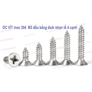 [SIÊU RẺ] ỐC VÍT inox 304  M3.5 đầu bằng đuôi nhọn lỗ 4 cạnh