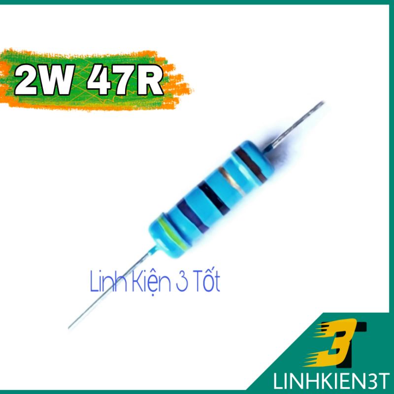 Túi 10 con ) Điện Trở 2W 5% 47R 47 ohm chân đồng loại tốt