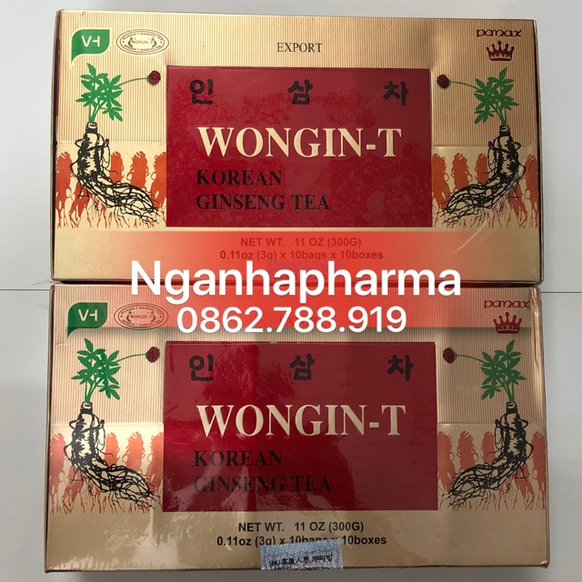 ❇Chè ( trà) sâm WONGIN-T GINSENG TEA Hàn Quốc 10 hộp= 100 gói