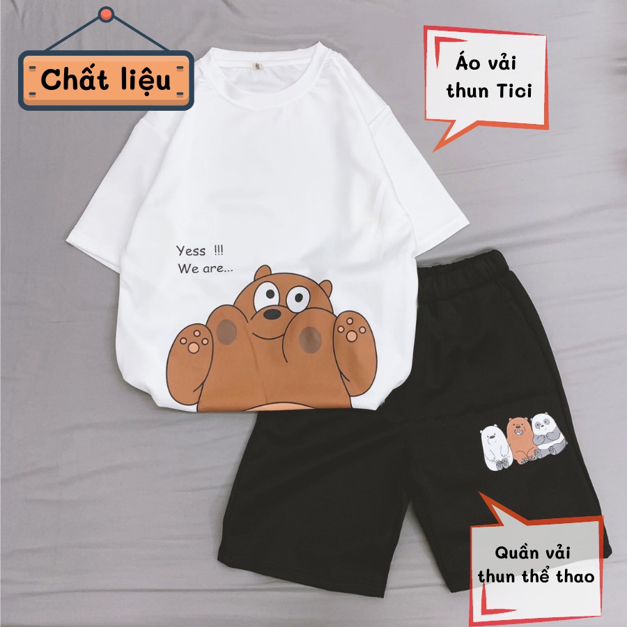 Set đồ bộ hoạt hình ❤️ Bộ mặc nhà Cartoon LOVELY BEAR form rộng Unisex nam nữ Molly Fashion