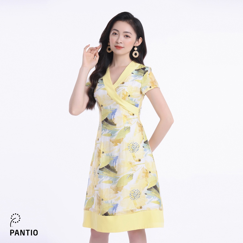 Đầm dạo phố ngắn tay cổ tim hoạ tiết hoa FDP32526 - PANTIO