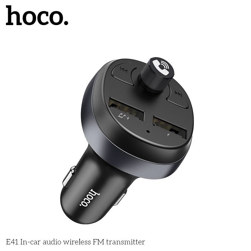 Tẩu sạc 2 cổng USB ĐA CHỨC NĂNG, kiêm phát nhạc trên ô tô - Hoco E41