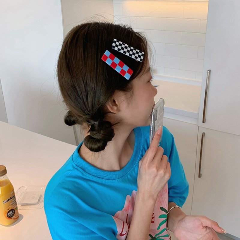 Kẹp Tóc Họa Tiết Caro Phong Cách Retro Thời Trang Cho Nữ