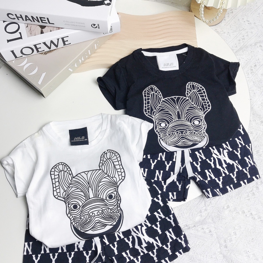 Bộ cộc tay bé trai N Y in hình chú chó chất cotton cao cấp mềm mịn mát cho bé từ 6 - 24kg Moobaby Shop