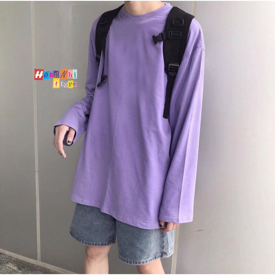 Áo Thun Tay Dài Trơn Long Tee Ulzzang Unisex Dáng Rộng Màu Tím - MM