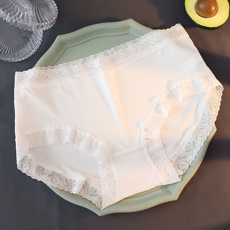 Quần Lót cotton Lụa Lạnh Không Đường May Kháng Khuẩn Lưng Vừa Nâng Hông Kiểu Nhật Bản Cho Nữ