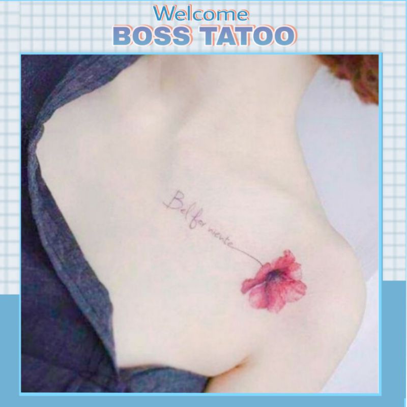 Hình xăm dán tatoo hoa c006.Xăm dán tatoo mini tạm thời, size &lt;10x6cm