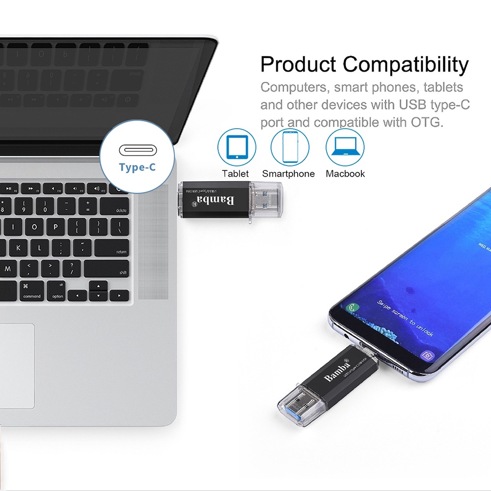 USB Bamba cao cấp 2 đầu - 1 đầu USB 3.0 và 1 đầu USB-C dung lượng từ 32GB đến 128GB