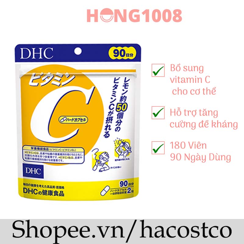 [Mã COSDAY - 50k đơn 250k] Viên uống Vitamin C DHC hard capsule Nhật Bản 20 ngày 30 ngày 90 ngày dùng tăng sức đề kháng
