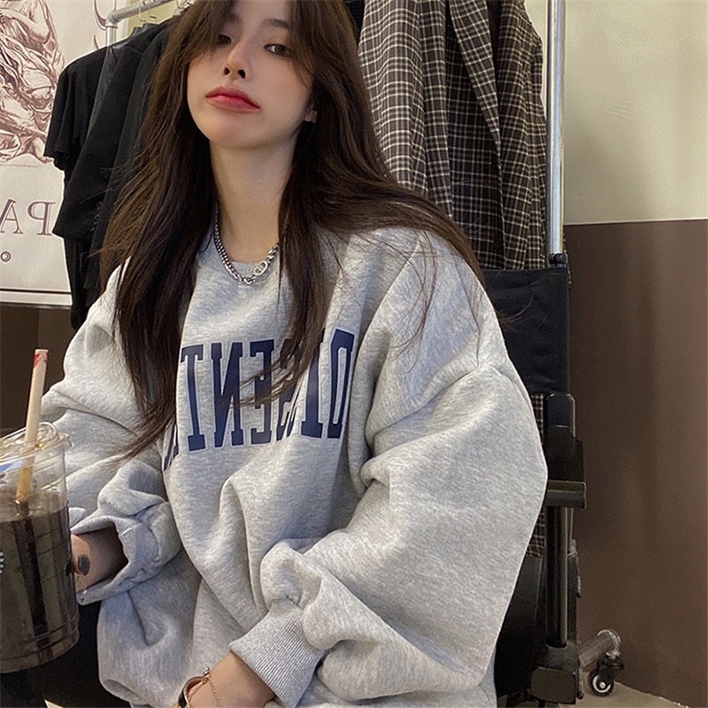 NRVP Áo Hoodie Dáng Rộng Thời Trang Hàn Quốc Đơn Giản Cá Tính Cho Nữ