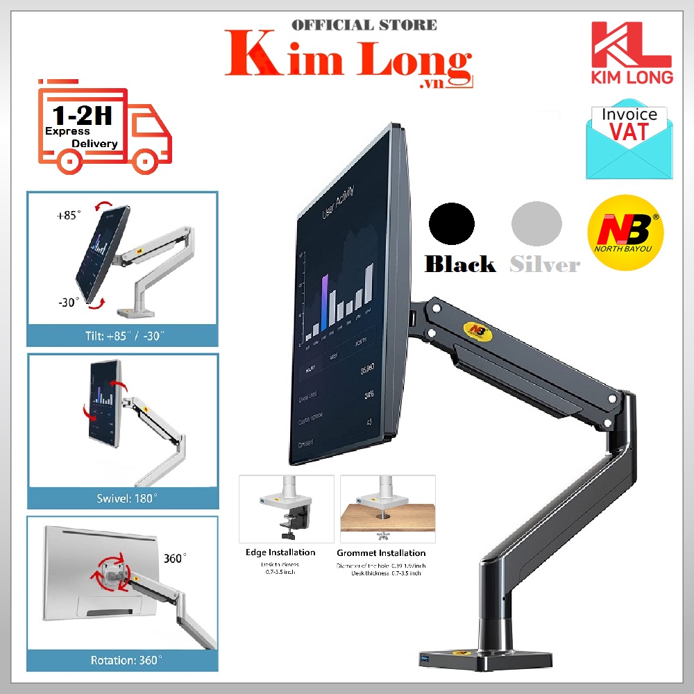 Giá treo màn hình North Bayou NB-G40 từ 22inch-40inch, Có cáp Usb 3.0, Max tải 15kg, chuẩn VESA - BH 12 tháng