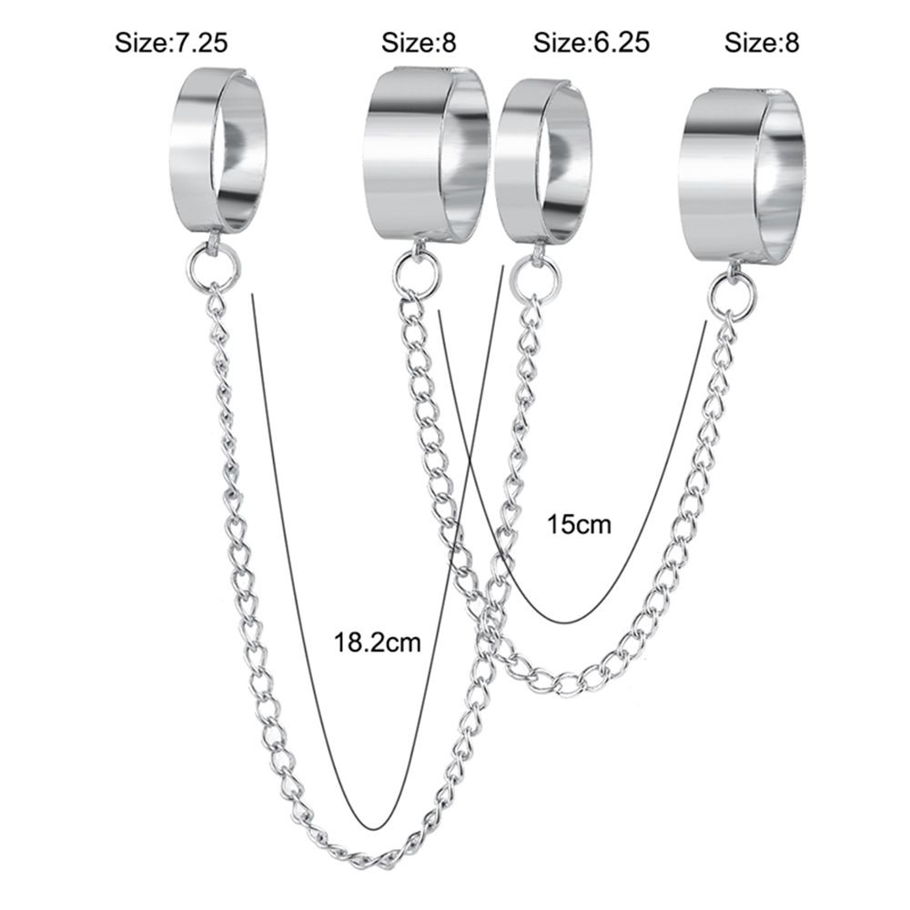 Bộ nhẫn hợp kim nhiều lớp phối dây xích phong cách punk hip hop cá tính cho nam và nữ