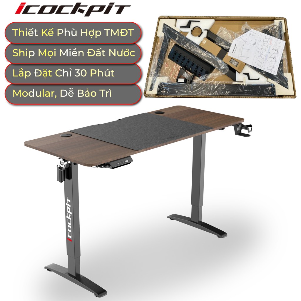 Bàn Nâng Hạ Chiều Cao iCockpit 1460, đã kèm mặt bàn. Bàn thông minh tăng giảm chiều cao