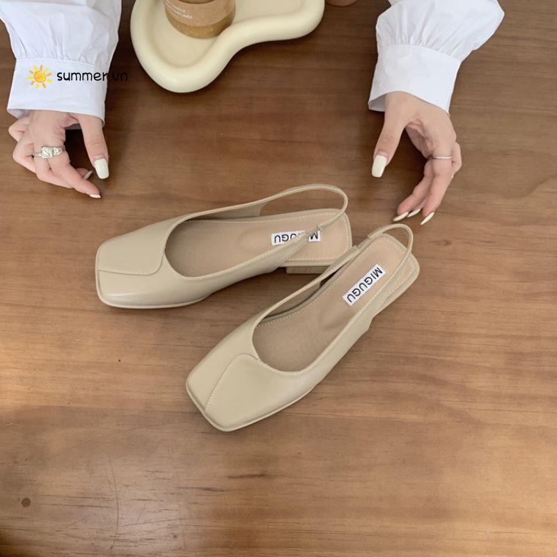 Giày Sandal Gót Thấp Hở Ngón Gót Dày Thời Trang Pháp Cho Nữ 2022