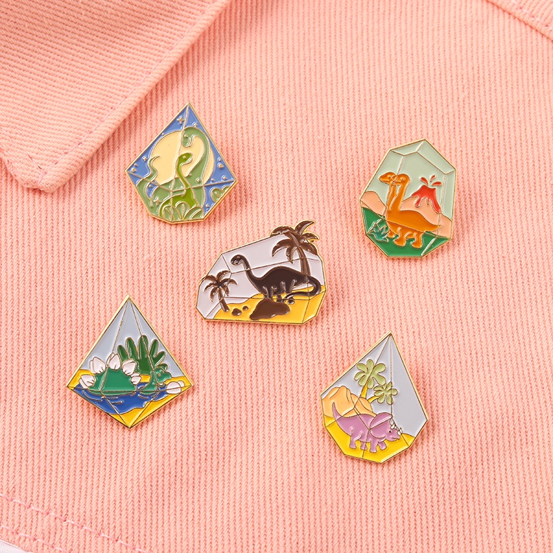 Huy Hiệu Cài Áo Hình Khủng Long Hoạt Hình Dễ Thương