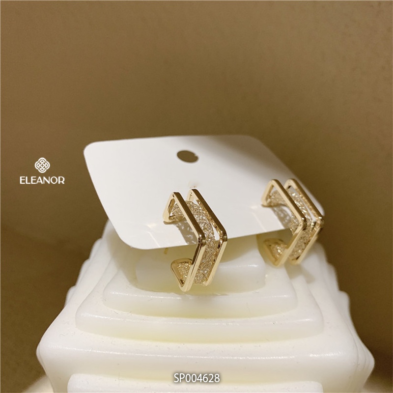 Bông tai nữ chuôi bạc 925 Eleanor Accsessories hình vuông phụ kiện trang sức 4628
