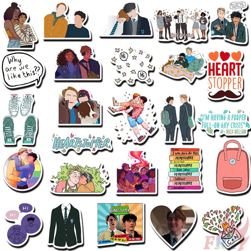 Bộ 100 sticker hình Heartstopper series B trang trí DIY chống thấm