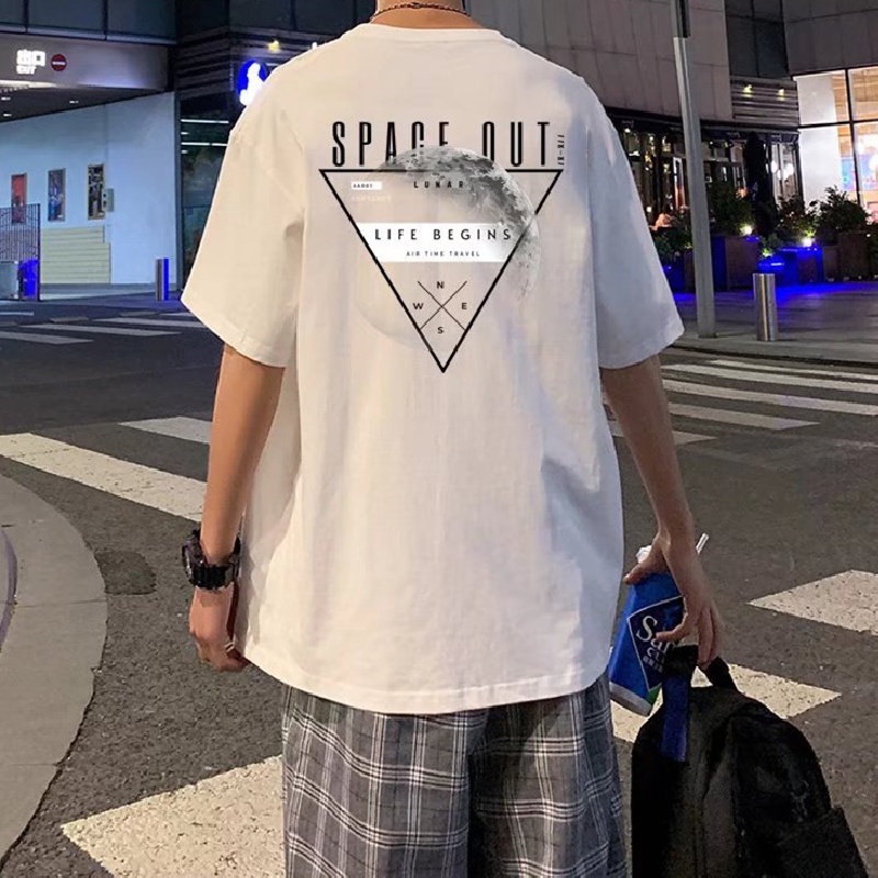 Áo Thun Tay Ngắn Cổ Tròn In Chữ Size M-5XL Thời Trang Hàn Quốc Cho Nam