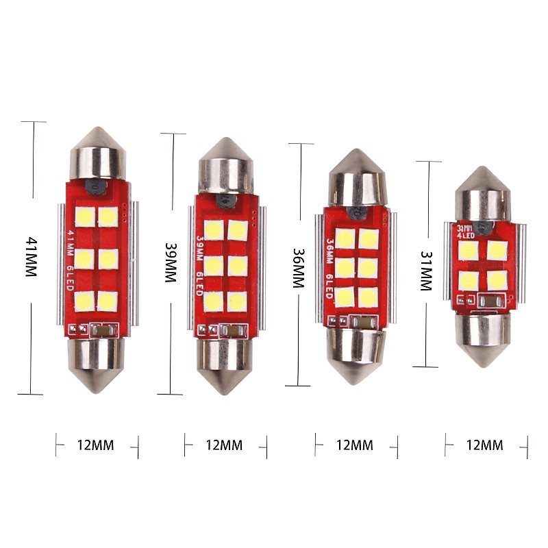 Set 4 Bóng Đèn Led C5W 31mm 36mm 39mm 41mm C10W 3030 6led Smd Chuyên Dụng Cho Xe Hơi