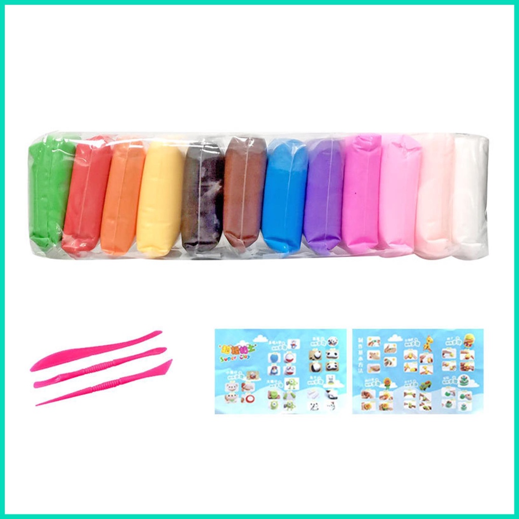 Bộ Đất Sét 12 Màu Kèm 3 Dụng Cụ Tạo Hình Thủ Công Siêu Nhẹ