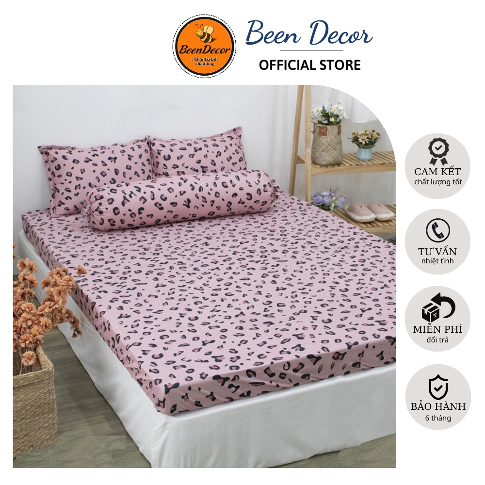 Bộ Ga Gối Poly Cotton 4 Món Ga trải giường Báo hồng + Vỏ gối ôm | Bộ Drap giường m2/m6/m8/2m2 - BeenDecor