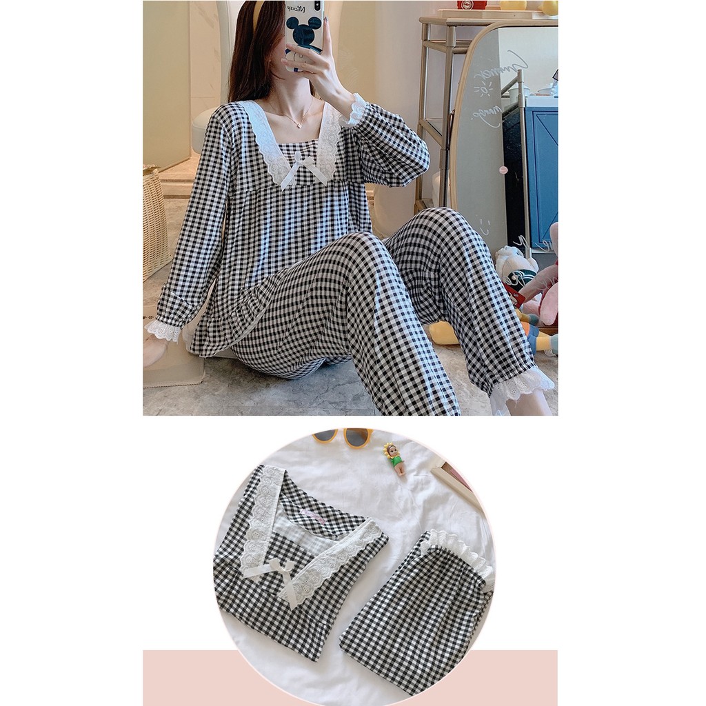 Bộ Đồ Ngủ Nữ Mặc Ở Nhà - Quần Áo Pijama Dài Tay Vải Cotton Co Giãn 4 Chiều Thu Đông Xuân Dễ Thương Ảnh Thật+Video BĐN15 | BigBuy360 - bigbuy360.vn