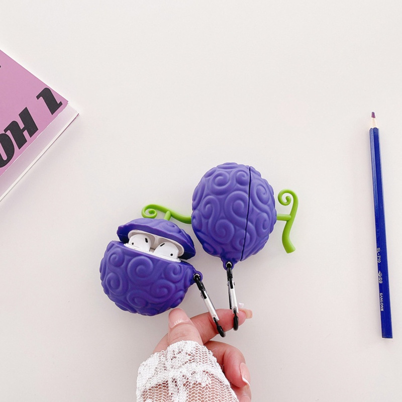 Vỏ Bảo Vệ Hộp Sạc Tai Nghe Không Dây Bằng Silicon Mềm Họa Tiết Trái Cây Ác Quỷ 3D Dành Cho 1 2 Pro