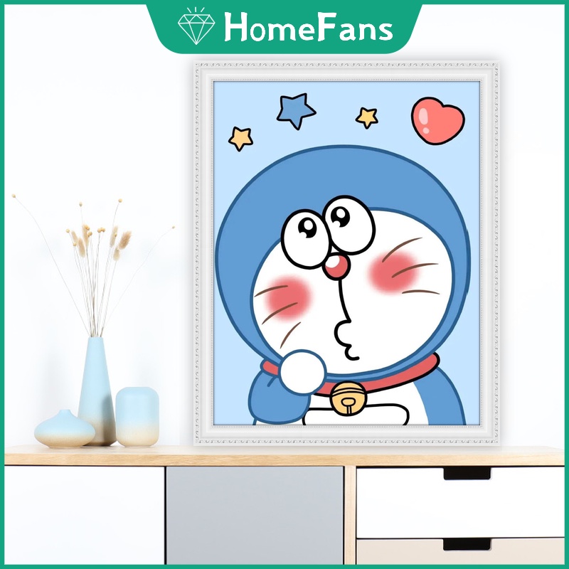 Bộ Tranh Đính Đá 5D Tự Làm 30x40cm/40x50cm Hình Doraemon Trang Trí Nhà Cửa