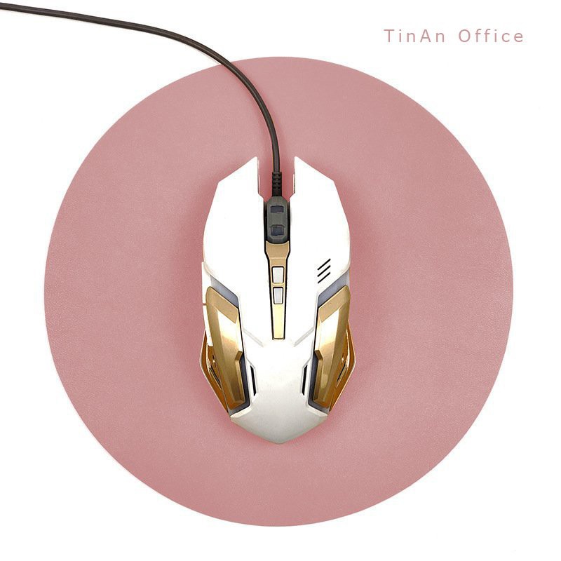 Miếng Lót Chuột Da ( Mouse Pad ) Hình Tròn, Sử Dụng Được 2 Mặt, Không Thấm Nước, Đường Kính 22 cm