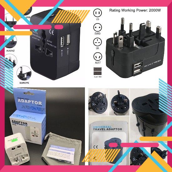 PHÍCH ĐIỆN CHUYỂN ĐỔI, Ổ CẮM ĐIỆN ĐI DU LỊCH HONEYS ECO-TV1, CF-071 (2 USB), ADV-004 (USB), UT2S (2USB)