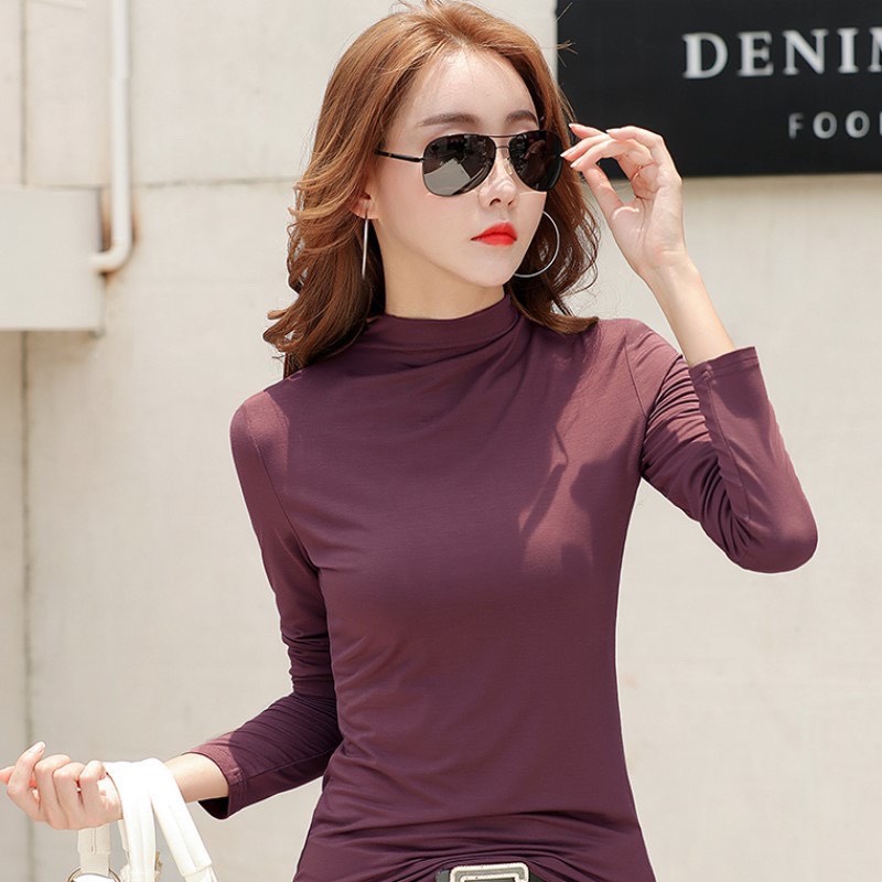 Áo giữ nhiệt nữ lót nỉ cổ cao có Bigsize co dãn 40-75kg