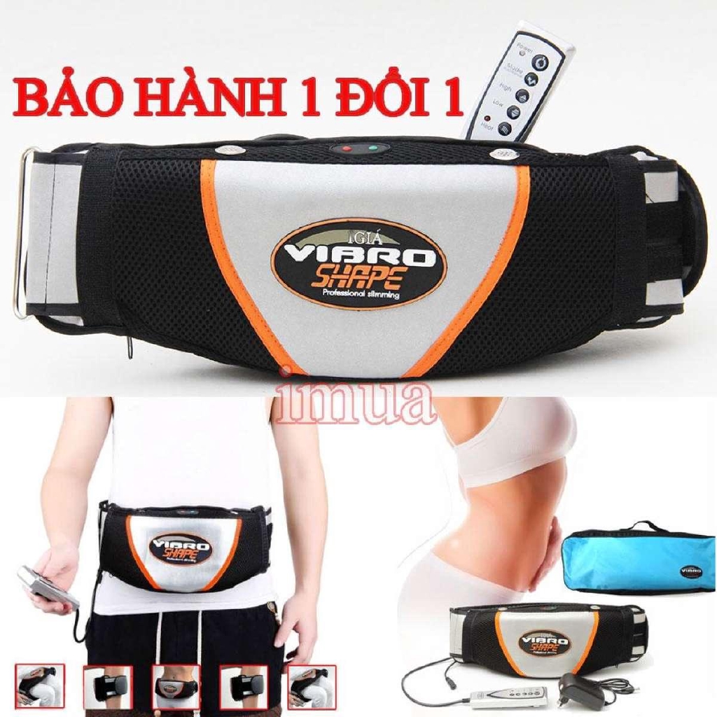 Máy Matxa Lưng, Đai Quấn Bụng vibro shape, Đai massage nóng rung Tặng thước dây