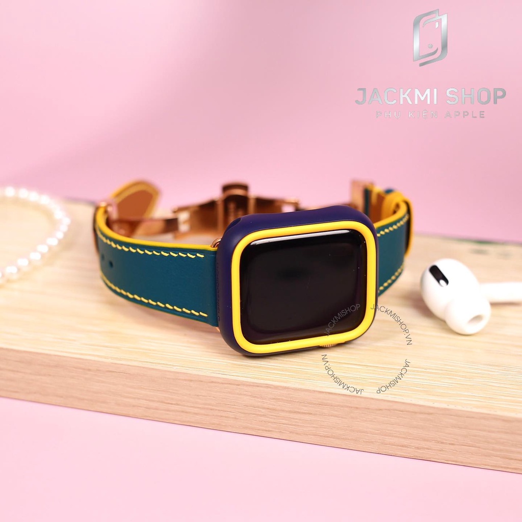 [COMBO 2 MÓN] DÂY DA BÊ SWIFT KHÓA BƯỚM CHO APPLE WATCH + ỐP VIỀN RHINOSHIELD CHO APPLE WATCH (DÂY DA BẢO HÀNH 1 NĂM)