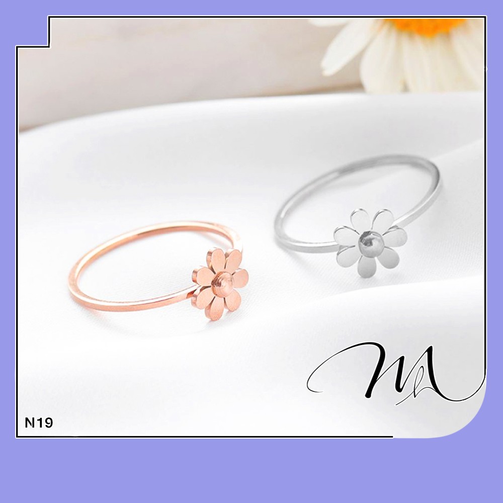 Nhẫn Titan nữ không gỉ hoa cúc họa mi xinh xắn - Măng’s House N19