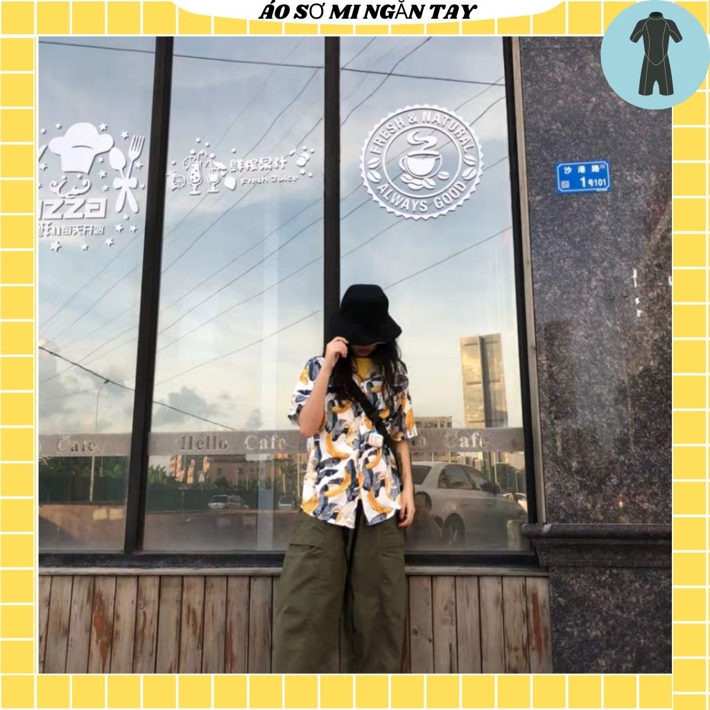 Áo Sơ Mi Tay Ngắn Unisex Cổ Bẻ Phong Cách Hàn Quốc Freesize