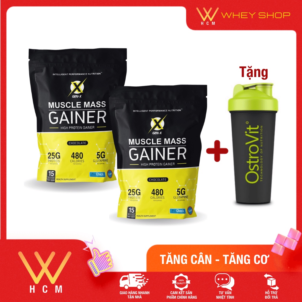 COMBO 2 TÚI Sữa Tăng Cân Muscle Mass Gainer GenX (tặng kèm bình 700ml)